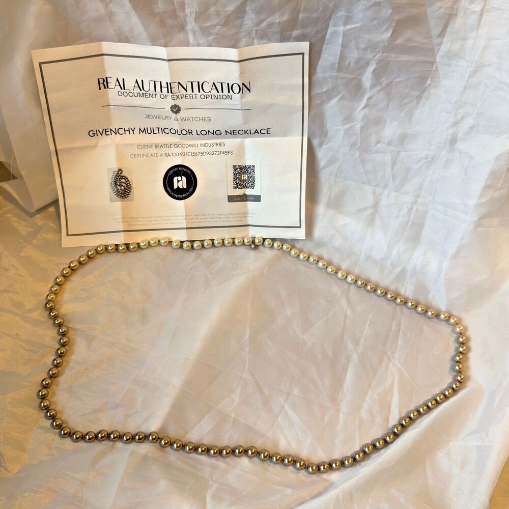 Vintage GIVENCY 40" Multicolor Pearl Necklace with COA